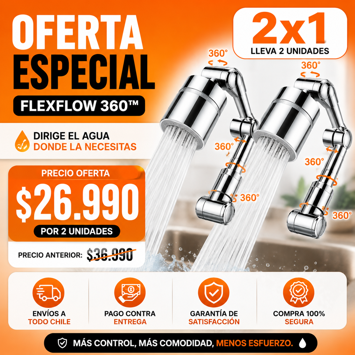 FlexFlow 360™ - Lleva El Agua Exactamente Donde La Necesitas
