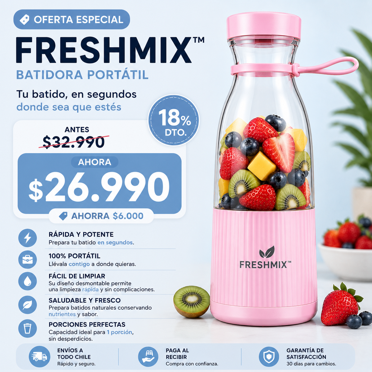 FreshMix™ – Prepara tu jugo o batido al instante