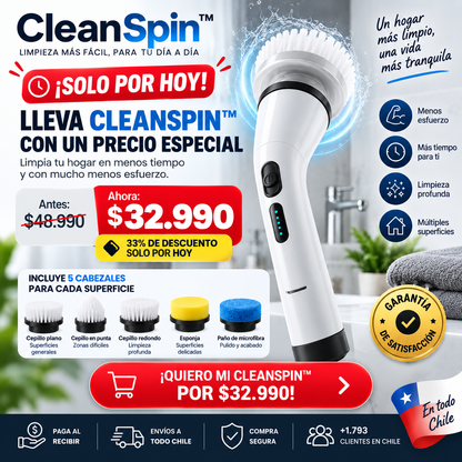 CleanSpin™ – Limpia la suciedad difícil con mucho menos esfuerzo al refregar