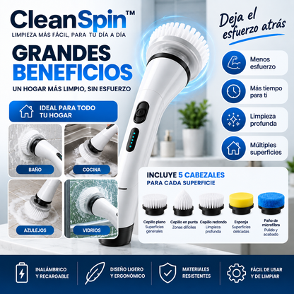 CleanSpin™ – Limpia la suciedad difícil con mucho menos esfuerzo al refregar